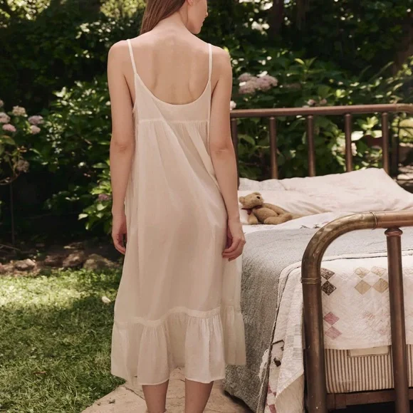 THE GREAT THE EYELET RUFFLE TANK NIGHT DRESS, 1 - Picture 3 of 13